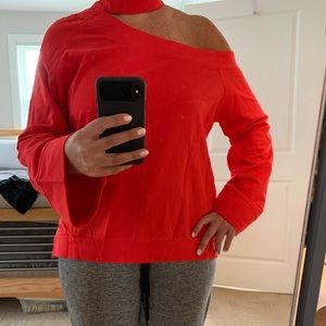 Red one sleeve choker top